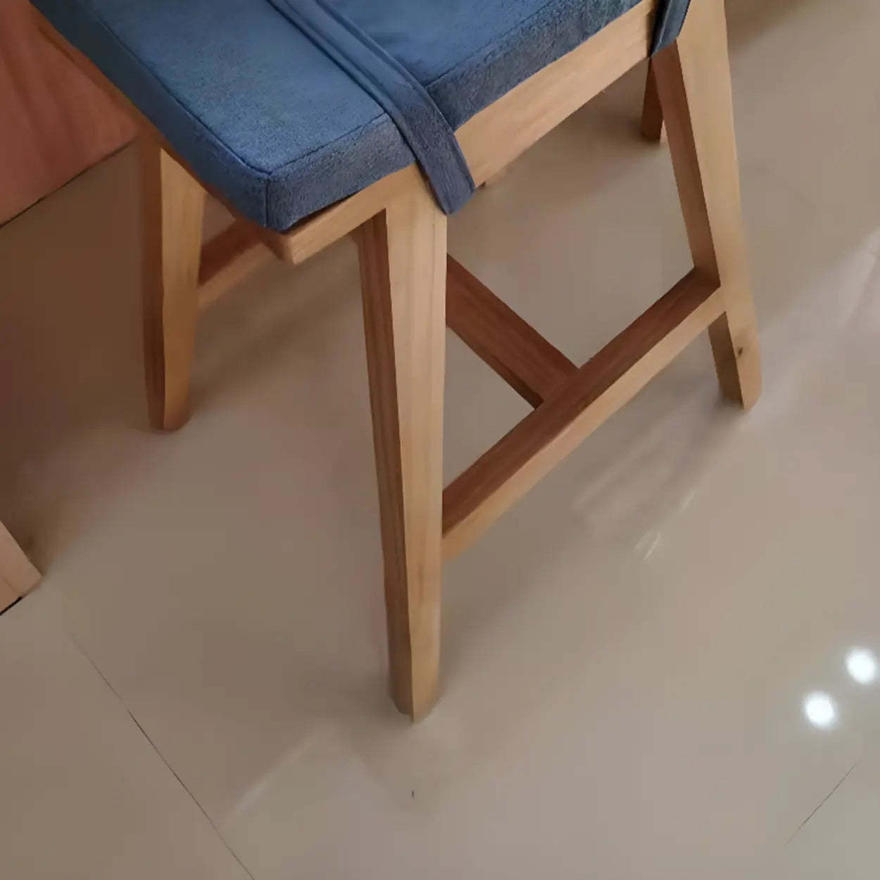 Saddle Wood Backless Short Bar Stool with Footrest