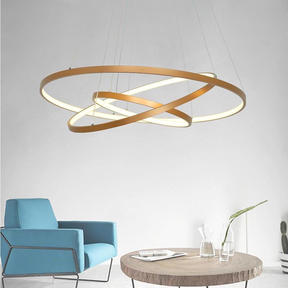 Antique interweaved 3-ring bronze metal chandeliers — Cool White (6000K)