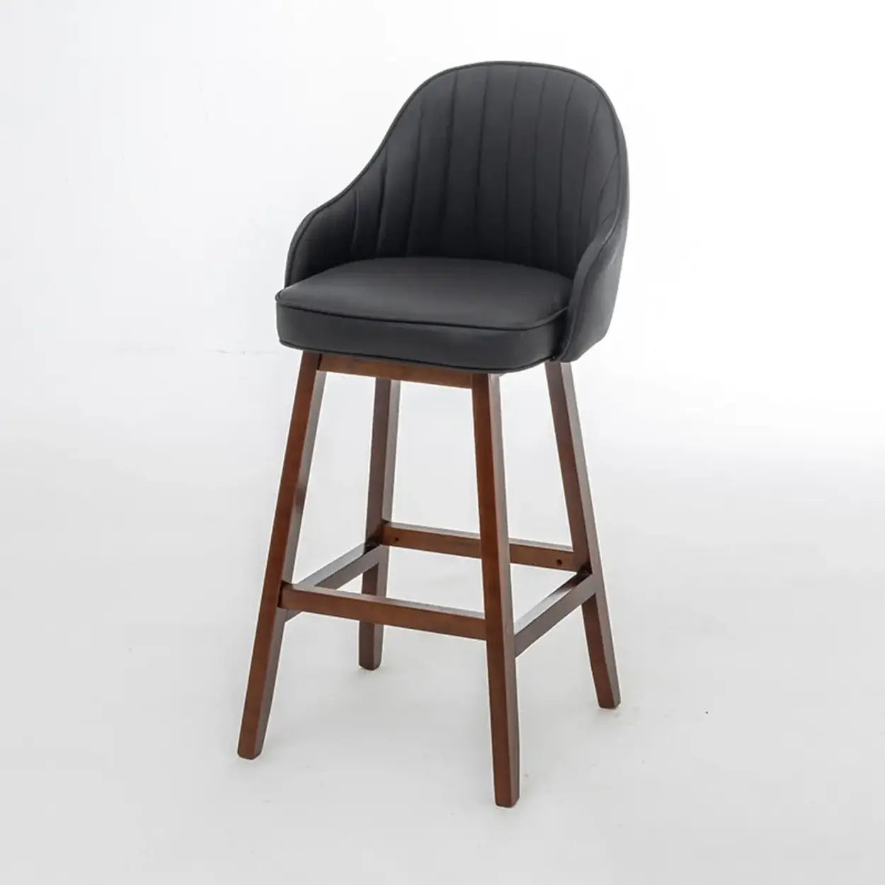 Scandi-Modern Ergonomic Tufted Bucket Bar Stool — Burlywood / Red