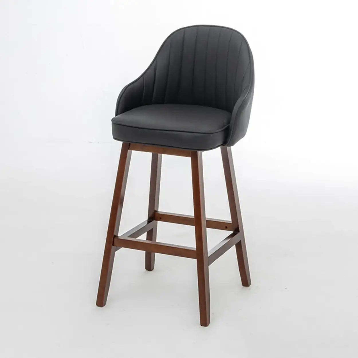 Scandi-Modern Ergonomic Tufted Bucket Bar Stool — Burlywood / Red
