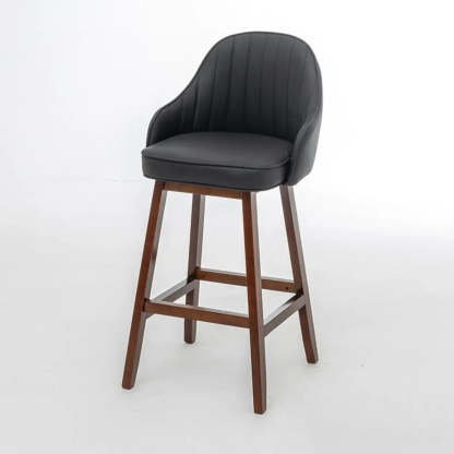 Scandi-Modern Ergonomic Tufted Bucket Bar Stool — Burlywood / Red