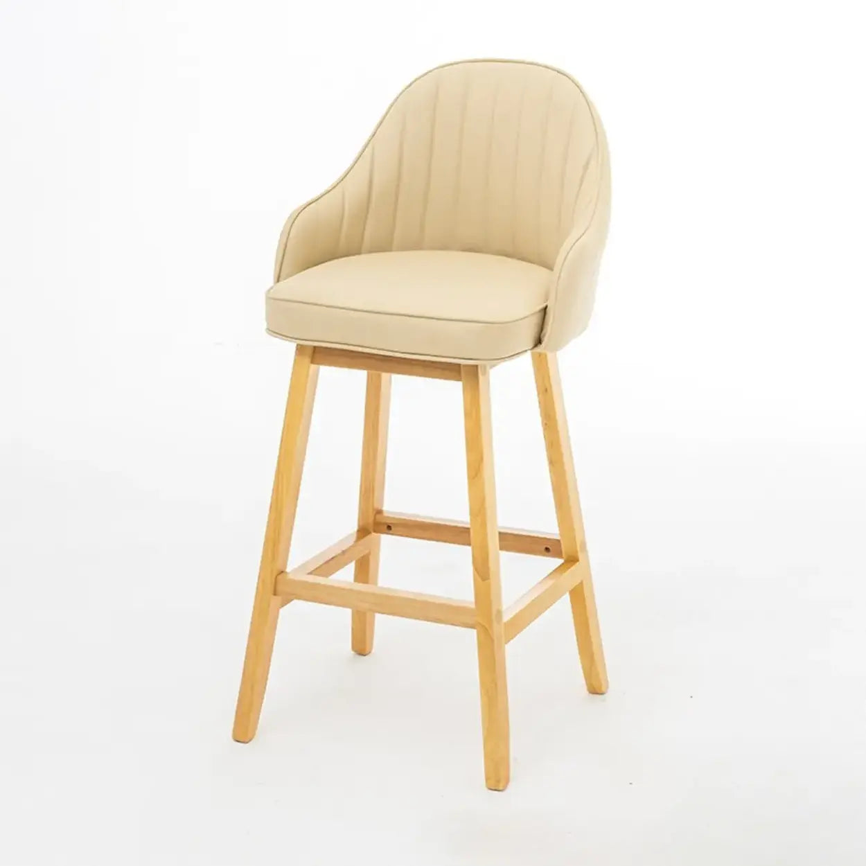 Scandi-Modern Ergonomic Tufted Bucket Bar Stool — Burlywood / Black
