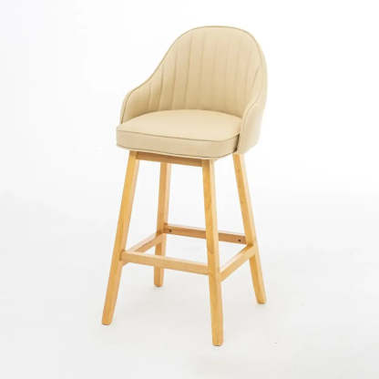 Scandi-Modern Ergonomic Tufted Bucket Bar Stool — Burlywood / Black