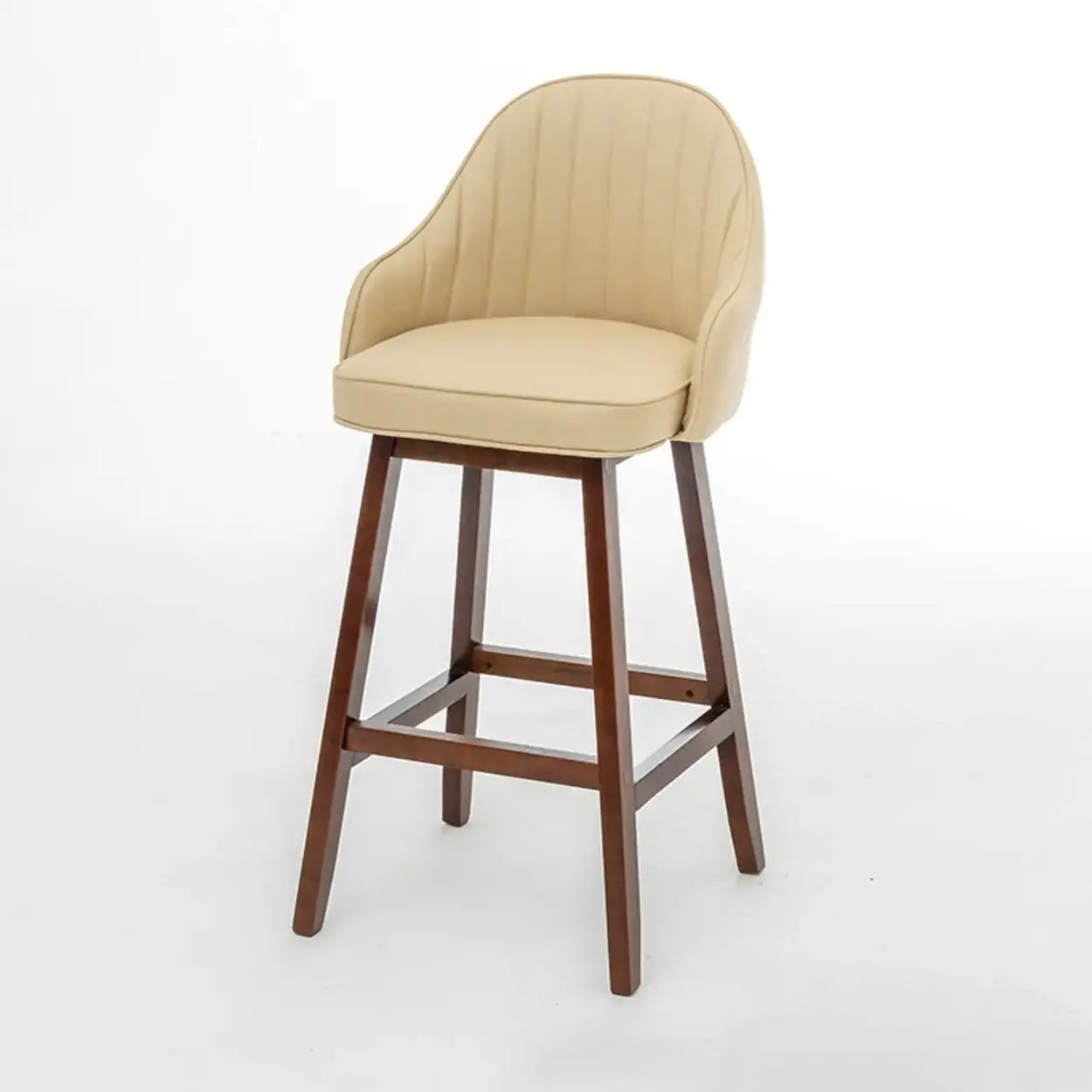 Scandi-Modern Ergonomic Tufted Bucket Bar Stool — Burlywood / Khaki