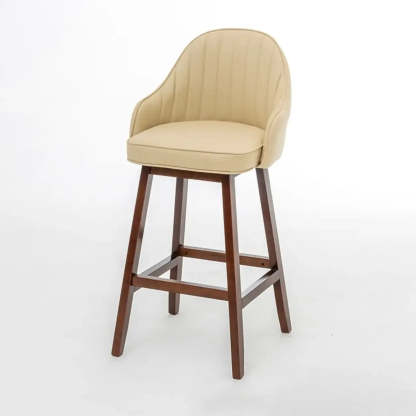 Scandi-Modern Ergonomic Tufted Bucket Bar Stool — Burlywood / Khaki