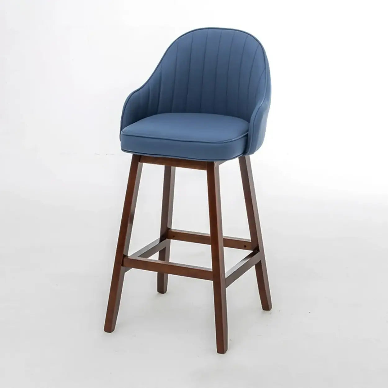 Scandi-Modern Ergonomic Tufted Bucket Bar Stool — Burlywood / Green