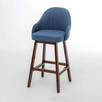 Scandi-Modern Ergonomic Tufted Bucket Bar Stool — Burlywood / Green