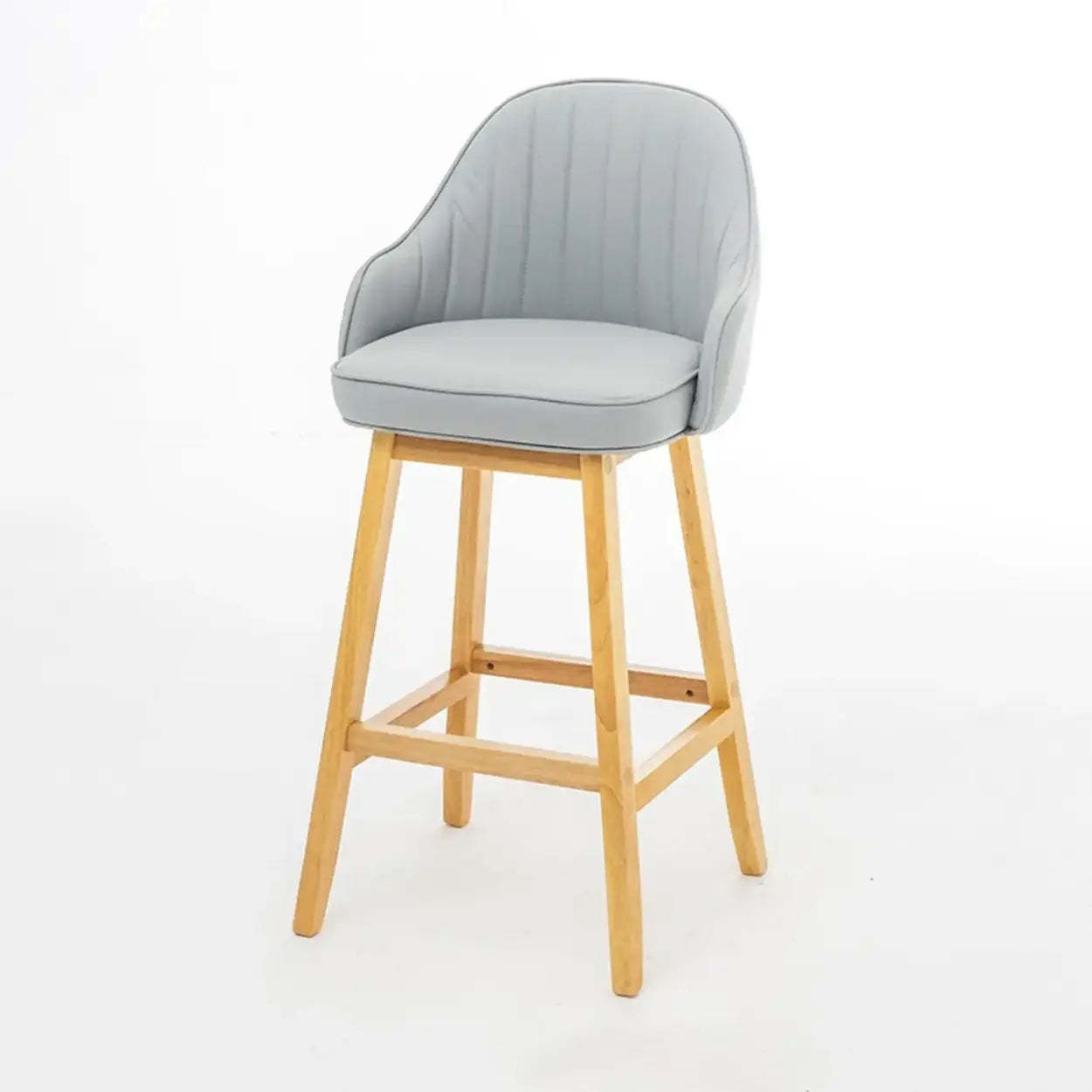 Scandi-Modern Ergonomic Tufted Bucket Bar Stool — Burlywood / Gray