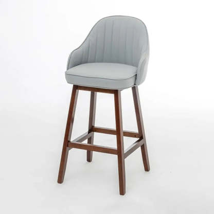 Scandi-Modern Ergonomic Tufted Bucket Bar Stool — Burlywood / Brown