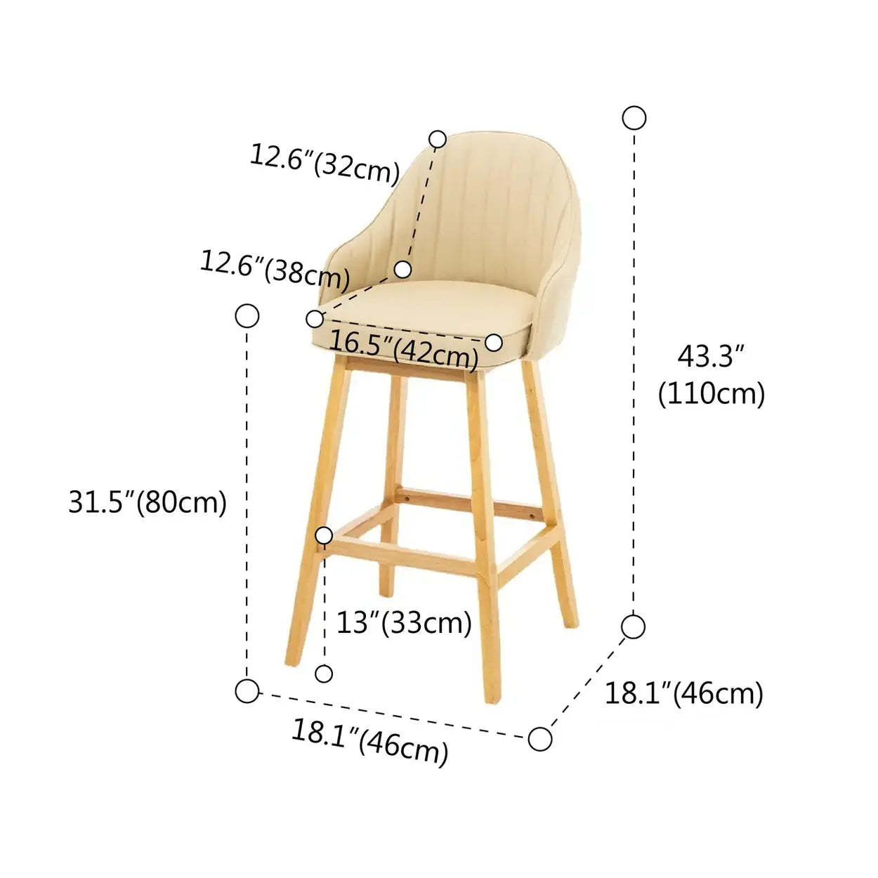 Scandi-Modern Ergonomic Tufted Bucket Bar Stool — Burlywood / Bar Stool  (31.5“H) / Green