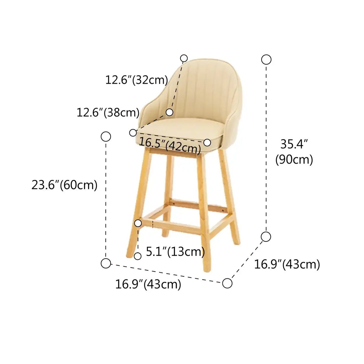 Scandi-Modern Ergonomic Tufted Bucket Bar Stool — Burlywood / Bar Stool  (31.5“H) / Gray