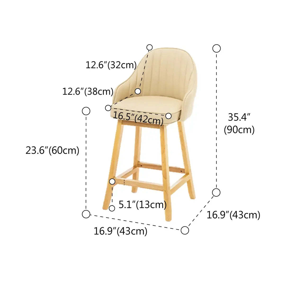 Scandi-Modern Ergonomic Tufted Bucket Bar Stool — Burlywood / Bar Stool  (31.5“H) / Gray