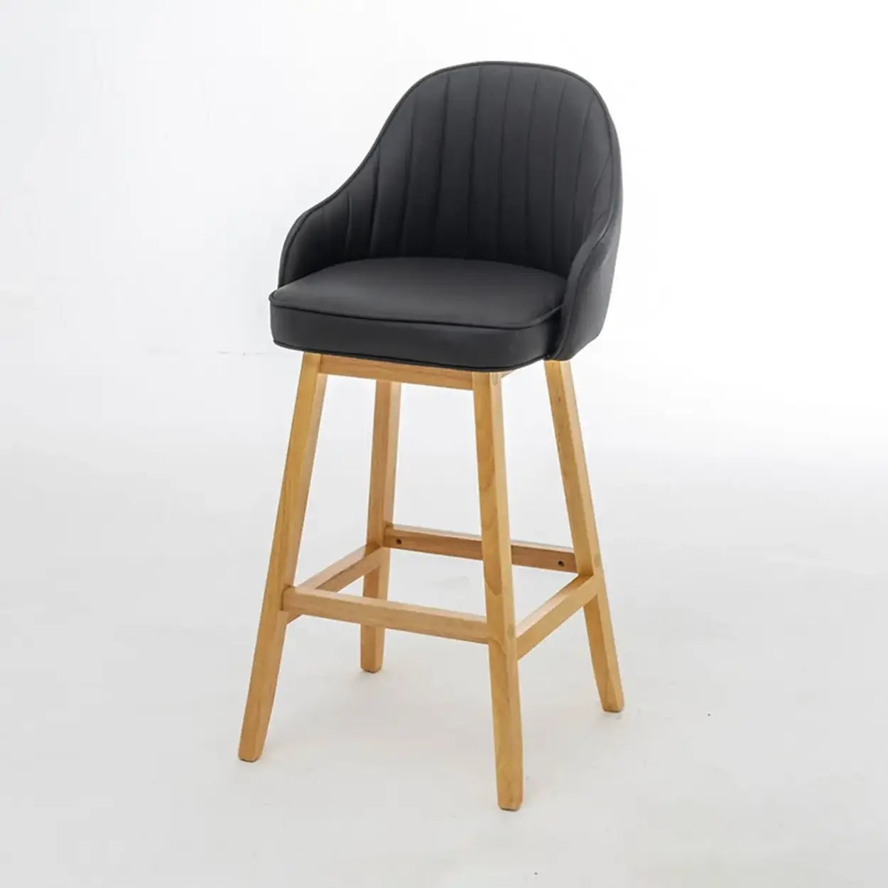 Scandi-Modern Ergonomic Tufted Bucket Bar Stool — Burlywood / Orange