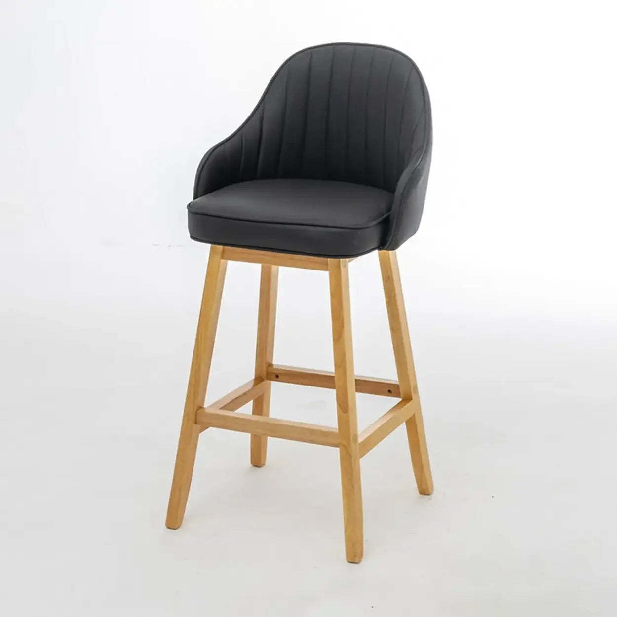 Scandi-Modern Ergonomic Tufted Bucket Bar Stool — Burlywood / Orange