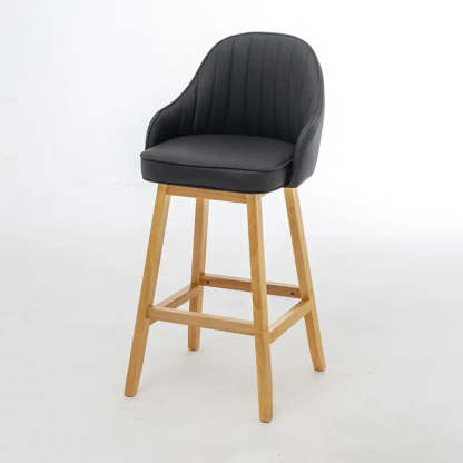 Scandi-Modern Ergonomic Tufted Bucket Bar Stool — Burlywood / Orange