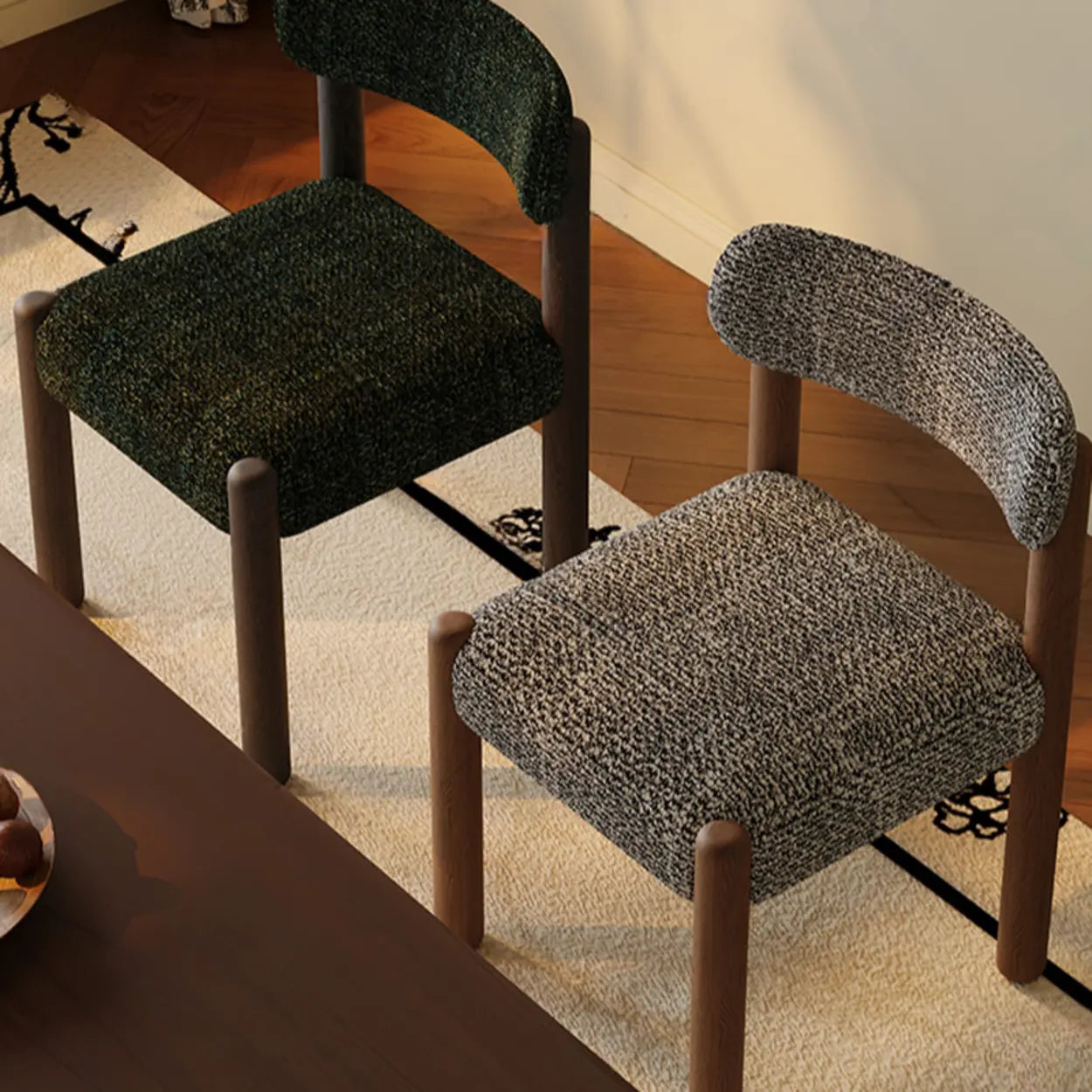 Scandinavian Curved Back Upholstered Wood Dining Chair