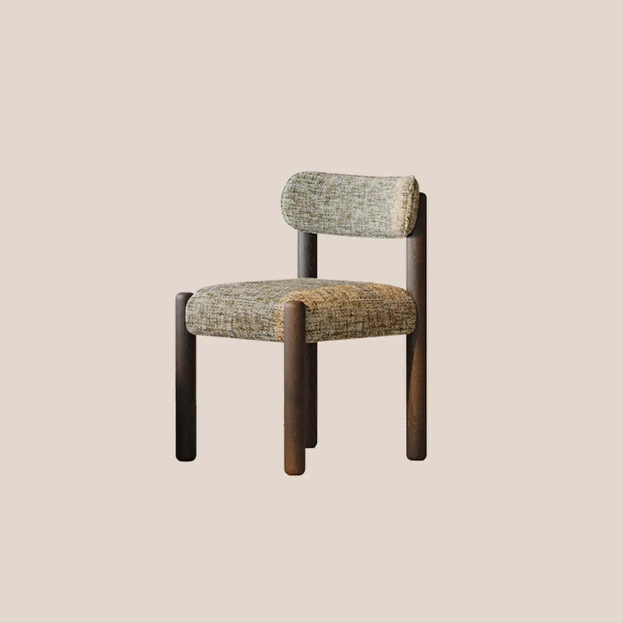 Scandinavian Curved Back Upholstered Wood Dining Chair
