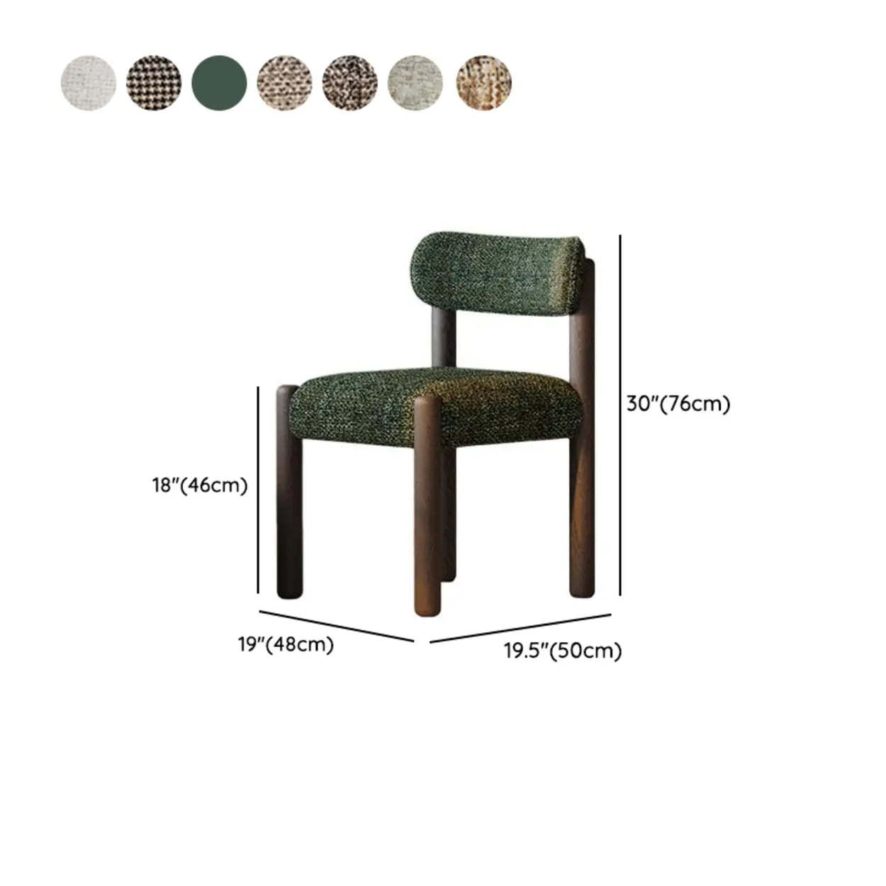 Scandinavian Curved Back Upholstered Wood Dining Chair