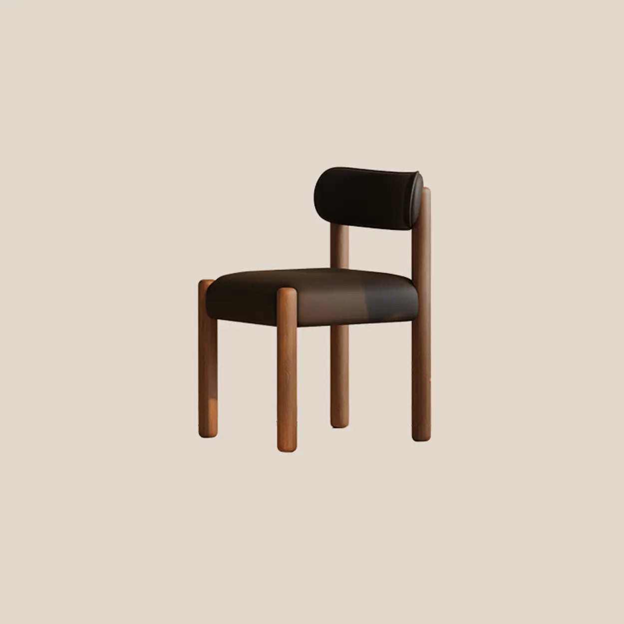 Scandinavian Curved Back Upholstered Wood Dining Chair — Black/White