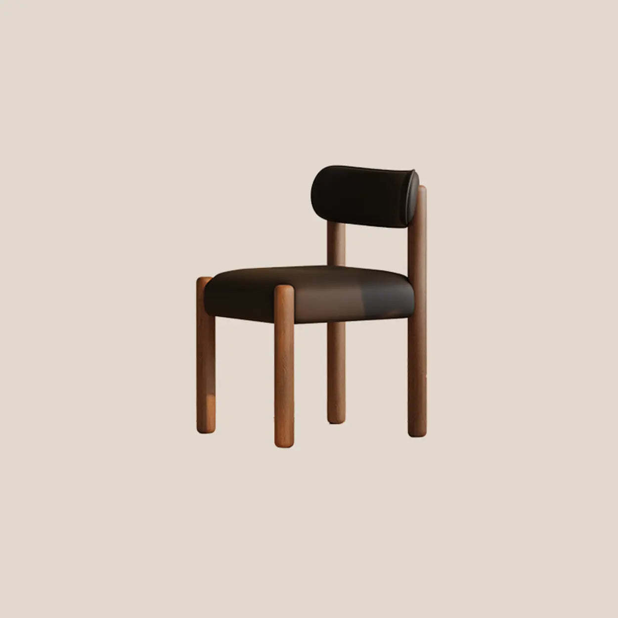 Scandinavian Curved Back Upholstered Wood Dining Chair — Black/White