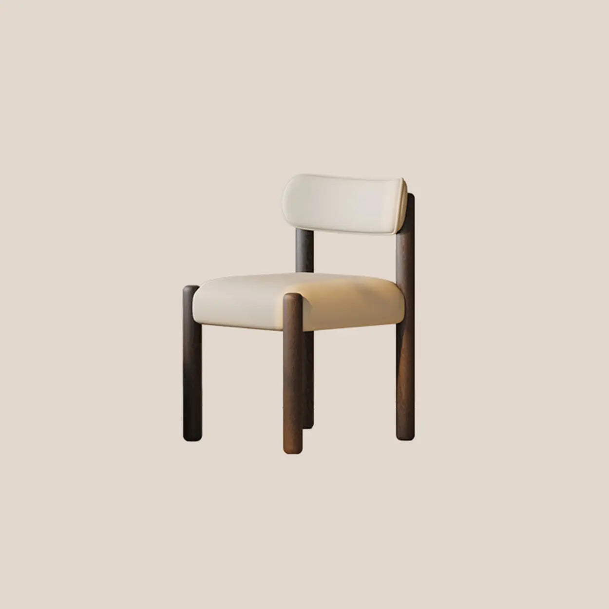 Scandinavian Curved Back Upholstered Wood Dining Chair — Black and White