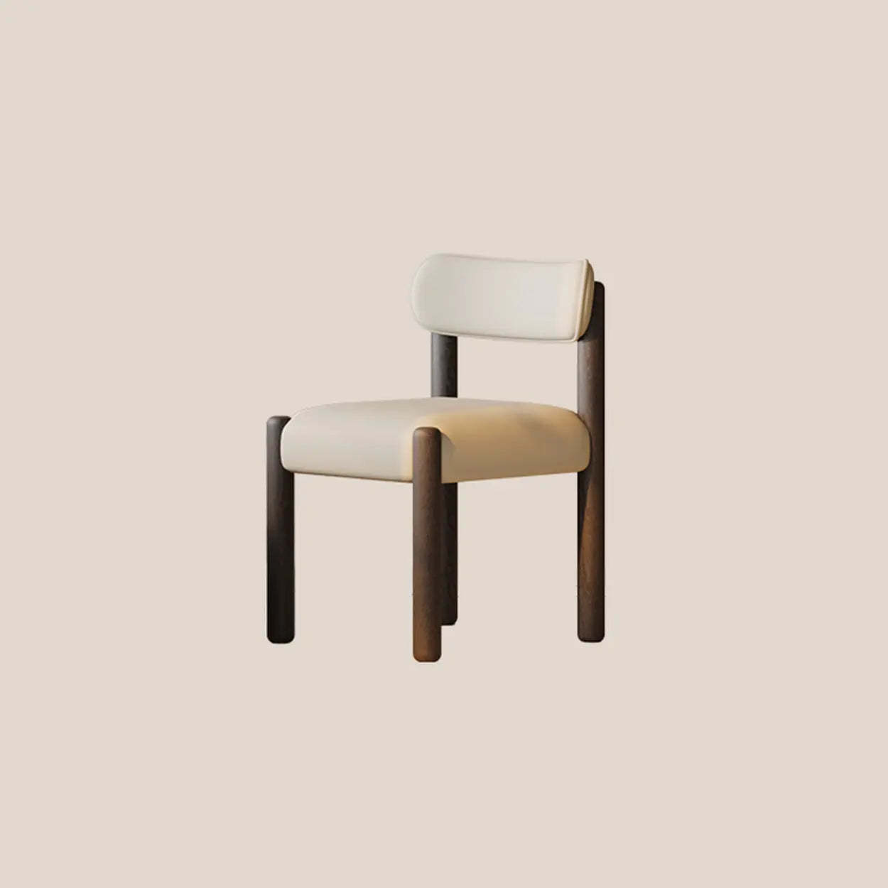 Scandinavian Curved Back Upholstered Wood Dining Chair — Black and White