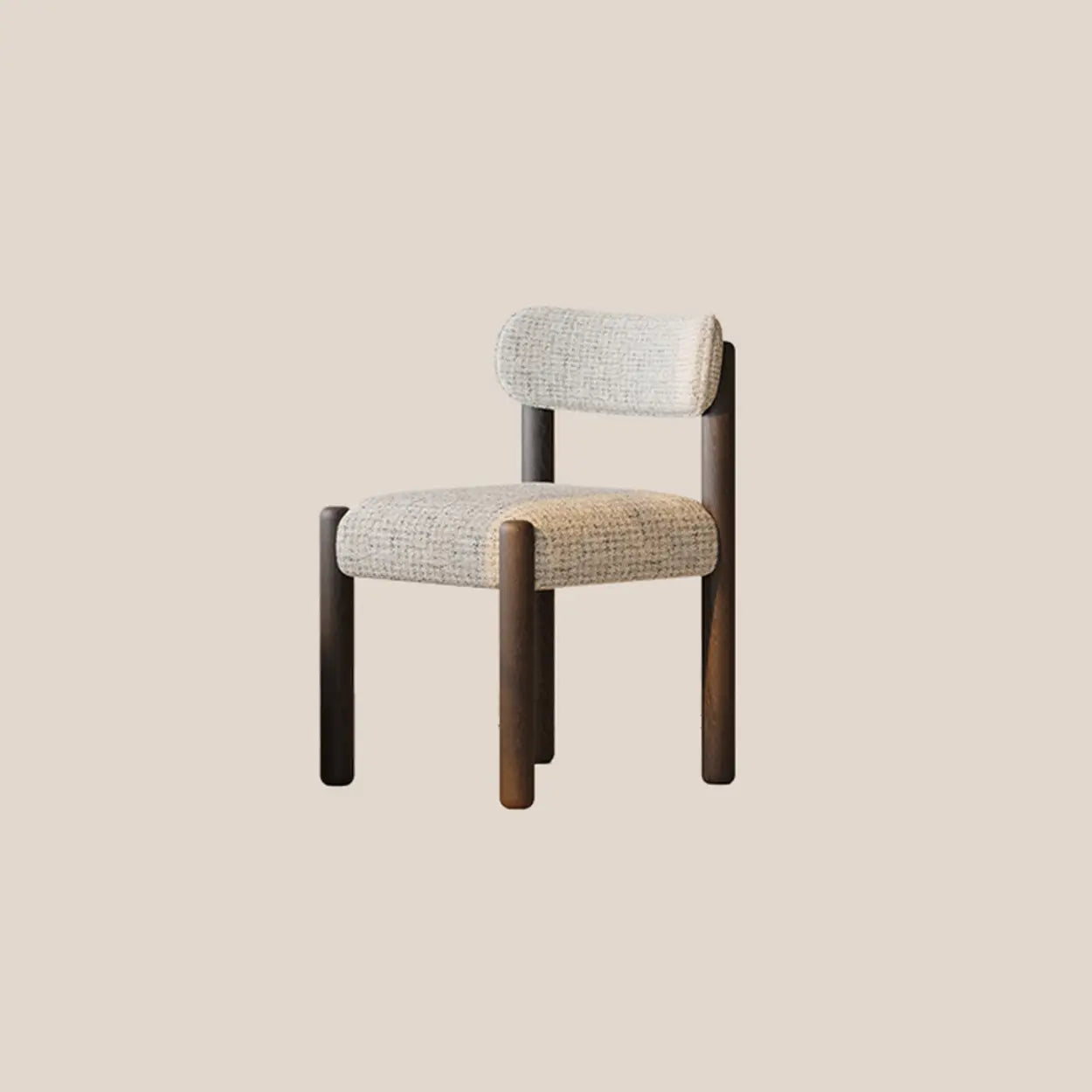 Scandinavian Curved Back Upholstered Wood Dining Chair — White/Black