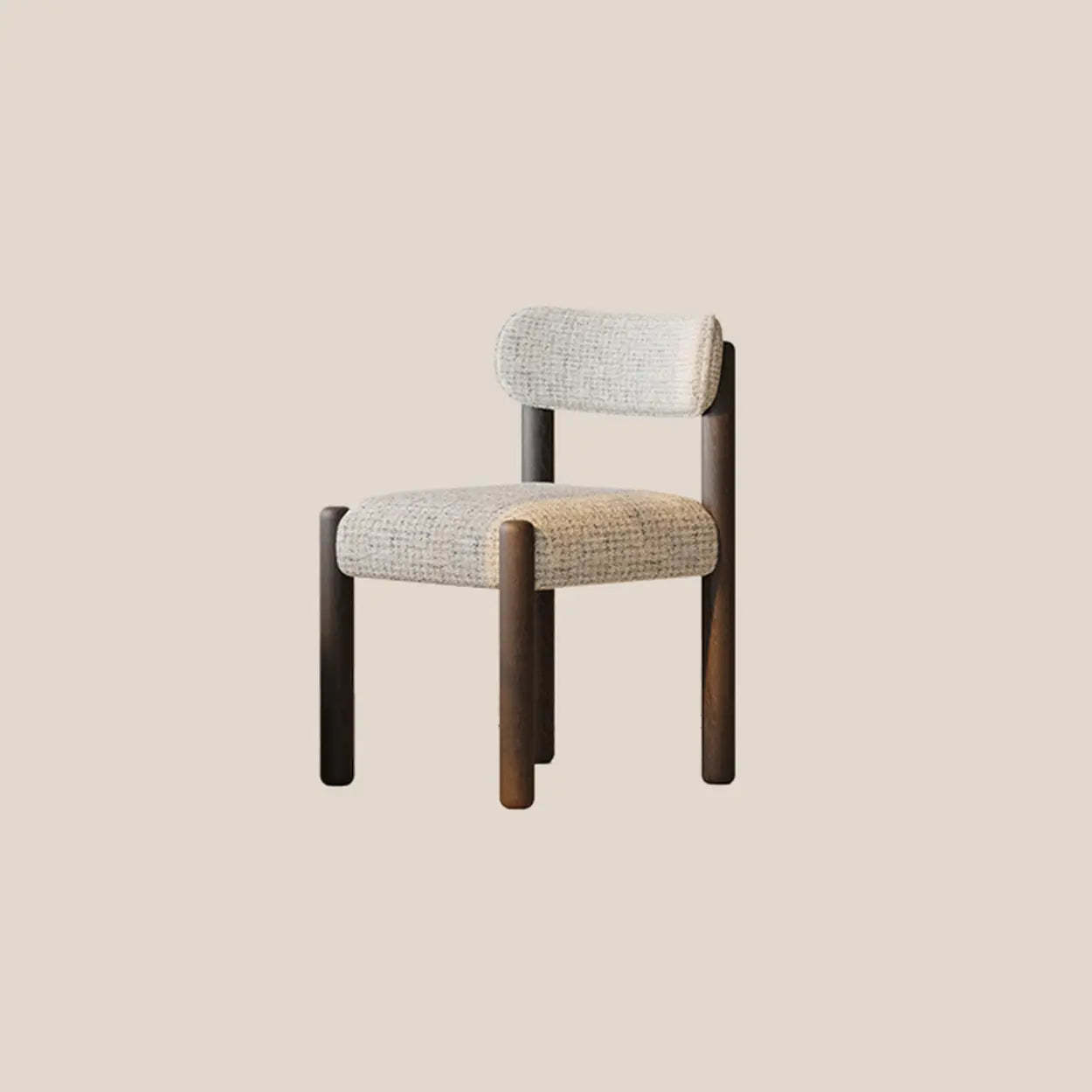 Scandinavian Curved Back Upholstered Wood Dining Chair — White/Black