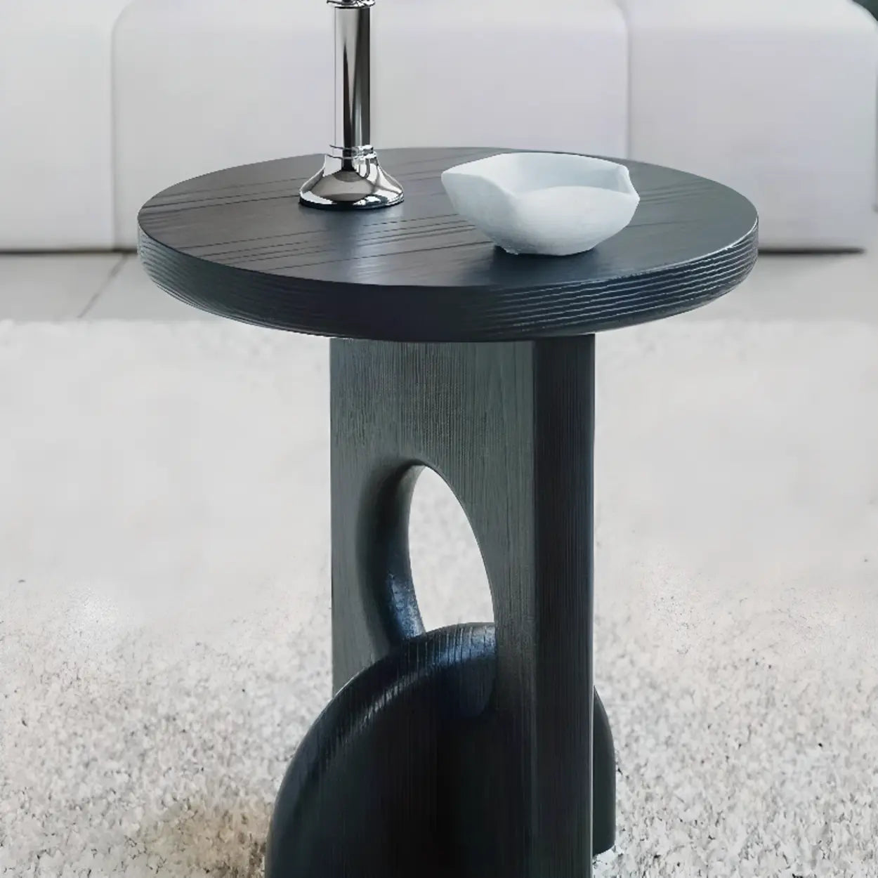 Scandinavian Abstract Base Round Wood Side Table