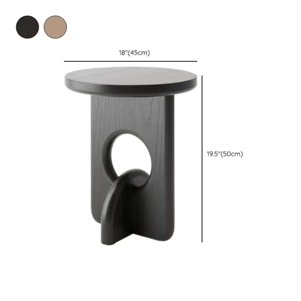 Scandinavian Abstract Base Round Wood Side Table