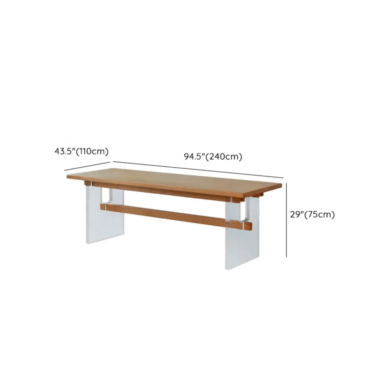 Scandinavian Acrylic Trestle Wood Dining Table
