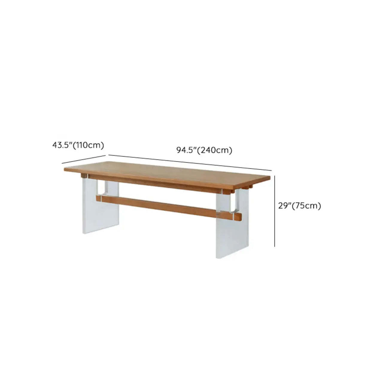 Scandinavian Acrylic Trestle Wood Dining Table