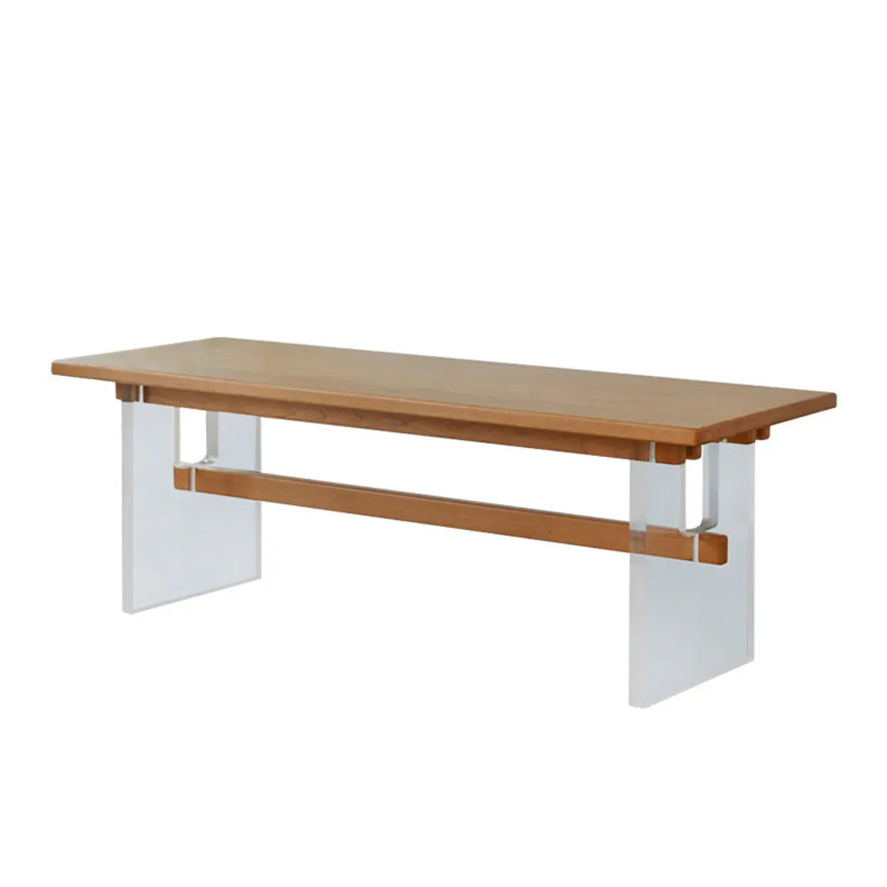 Scandinavian Acrylic Trestle Wood Dining Table — Table Only