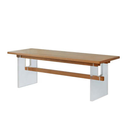 Scandinavian Acrylic Trestle Wood Dining Table — Table Only