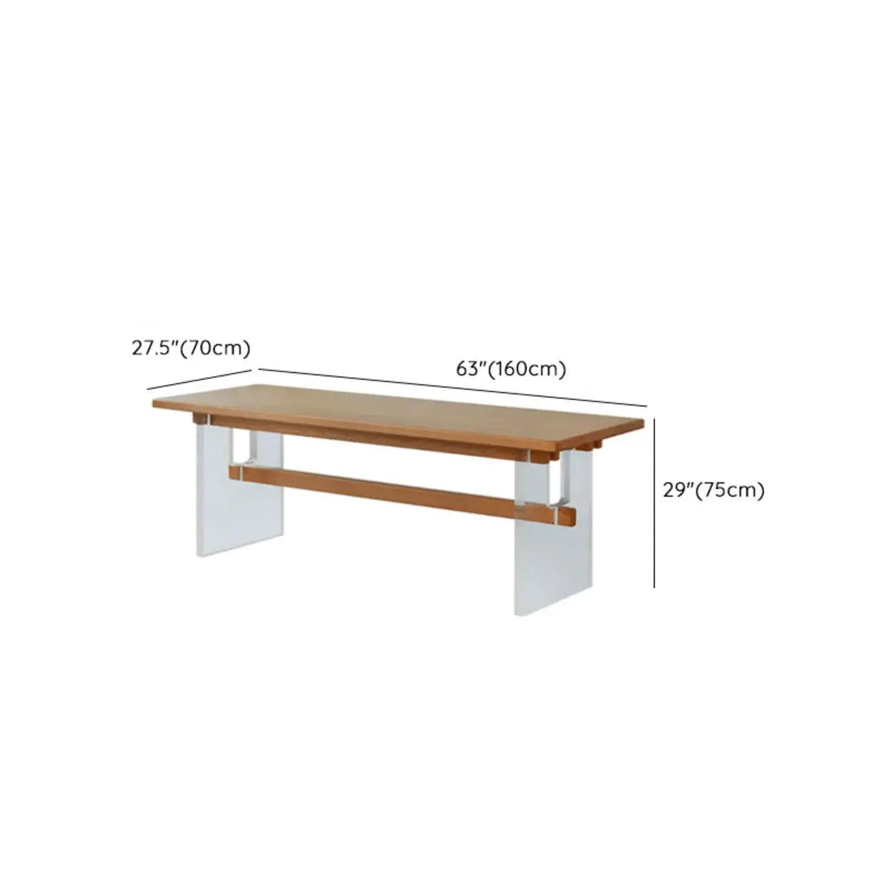 Scandinavian Acrylic Trestle Wood Dining Table