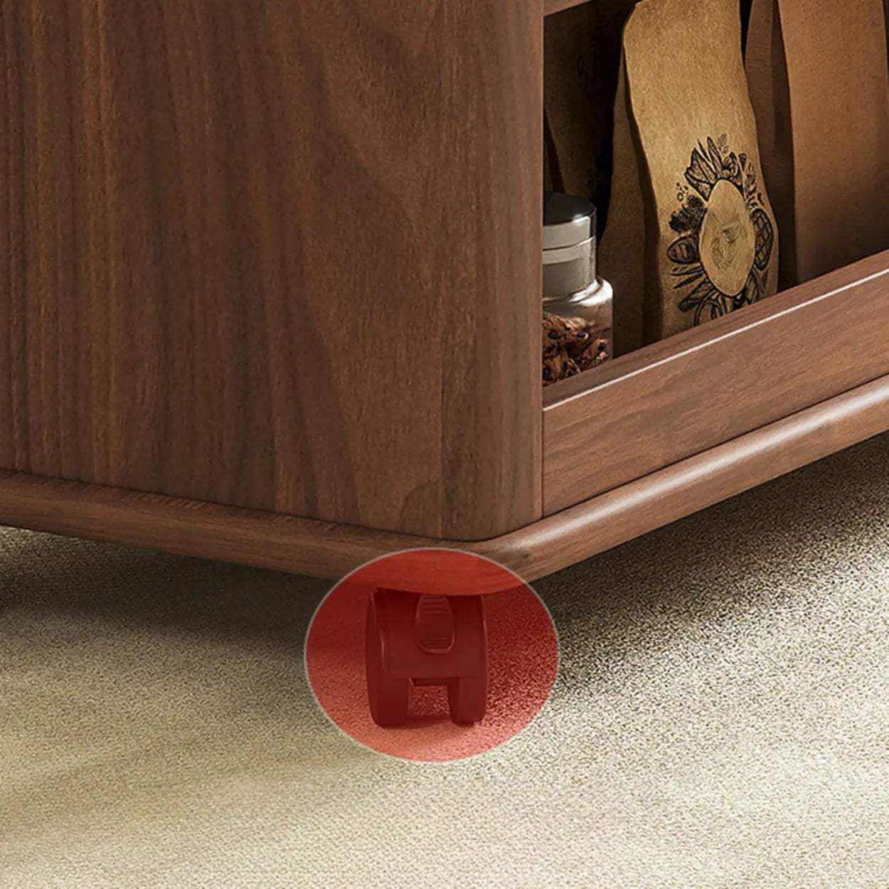 Scandinavian Adjustable Brown Wood Mobile Side Table