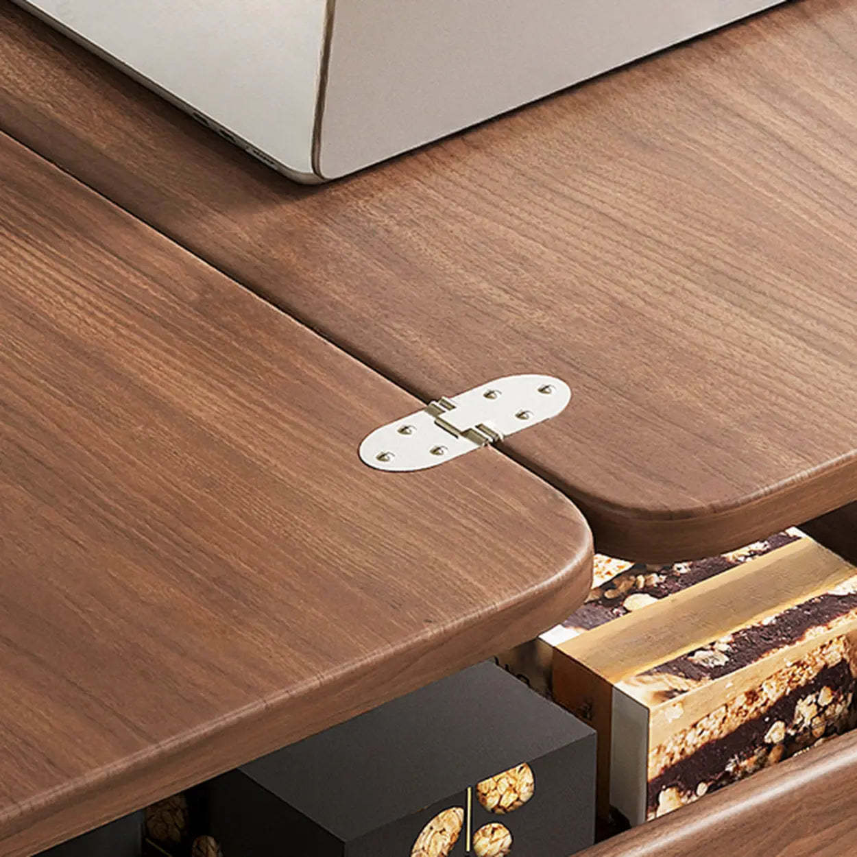 Scandinavian Adjustable Brown Wood Mobile Side Table