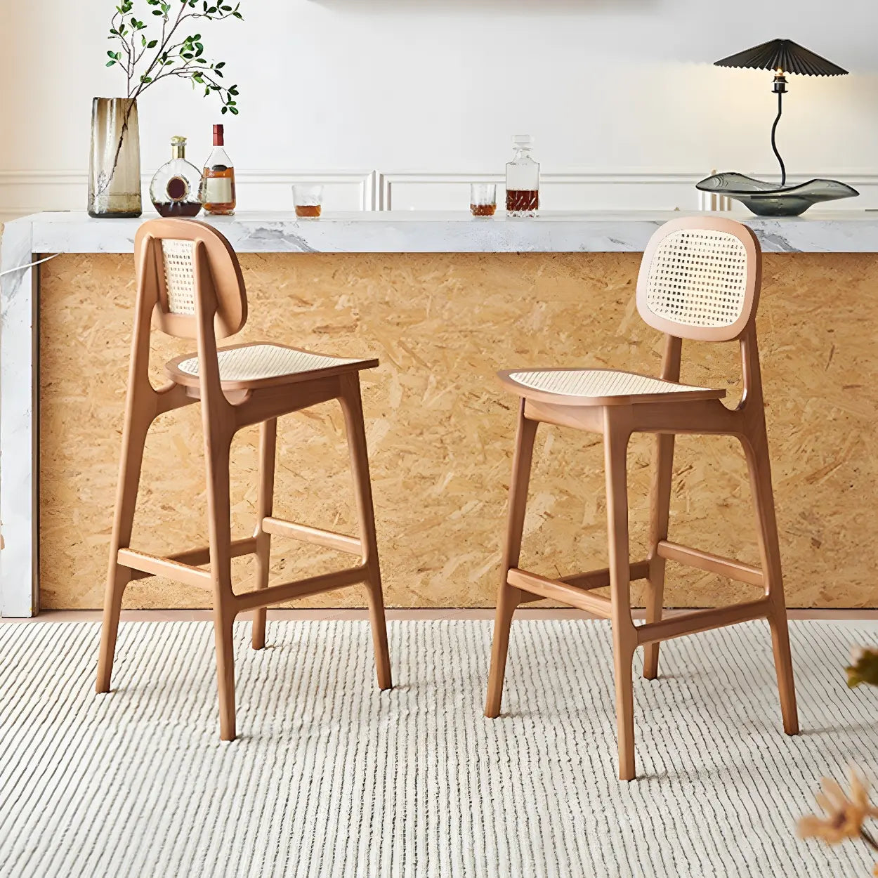 Scandinavian Ash Wood Low Back Bar Stool — 1 Piece