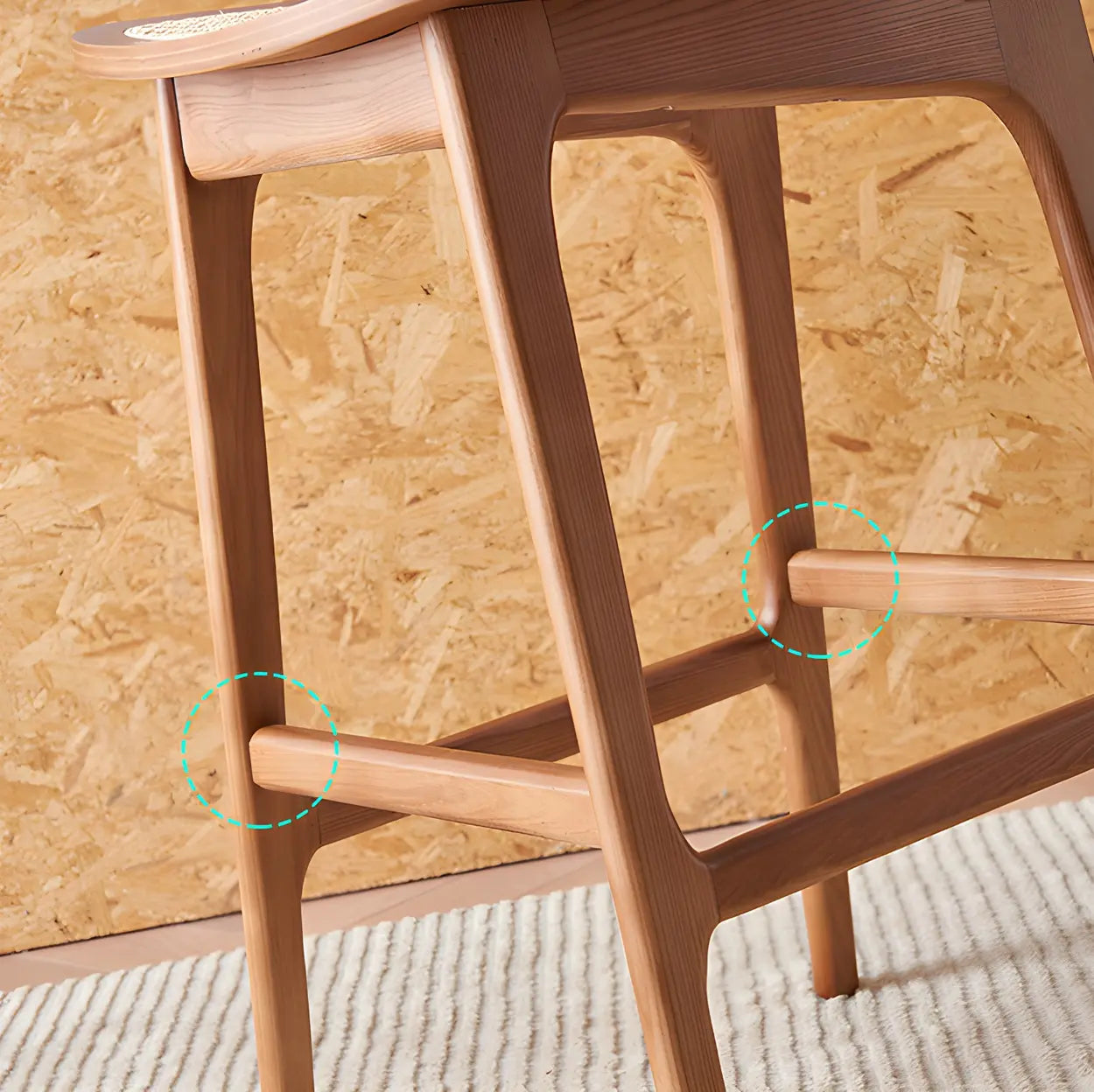 Scandinavian Ash Wood Low Back Bar Stool