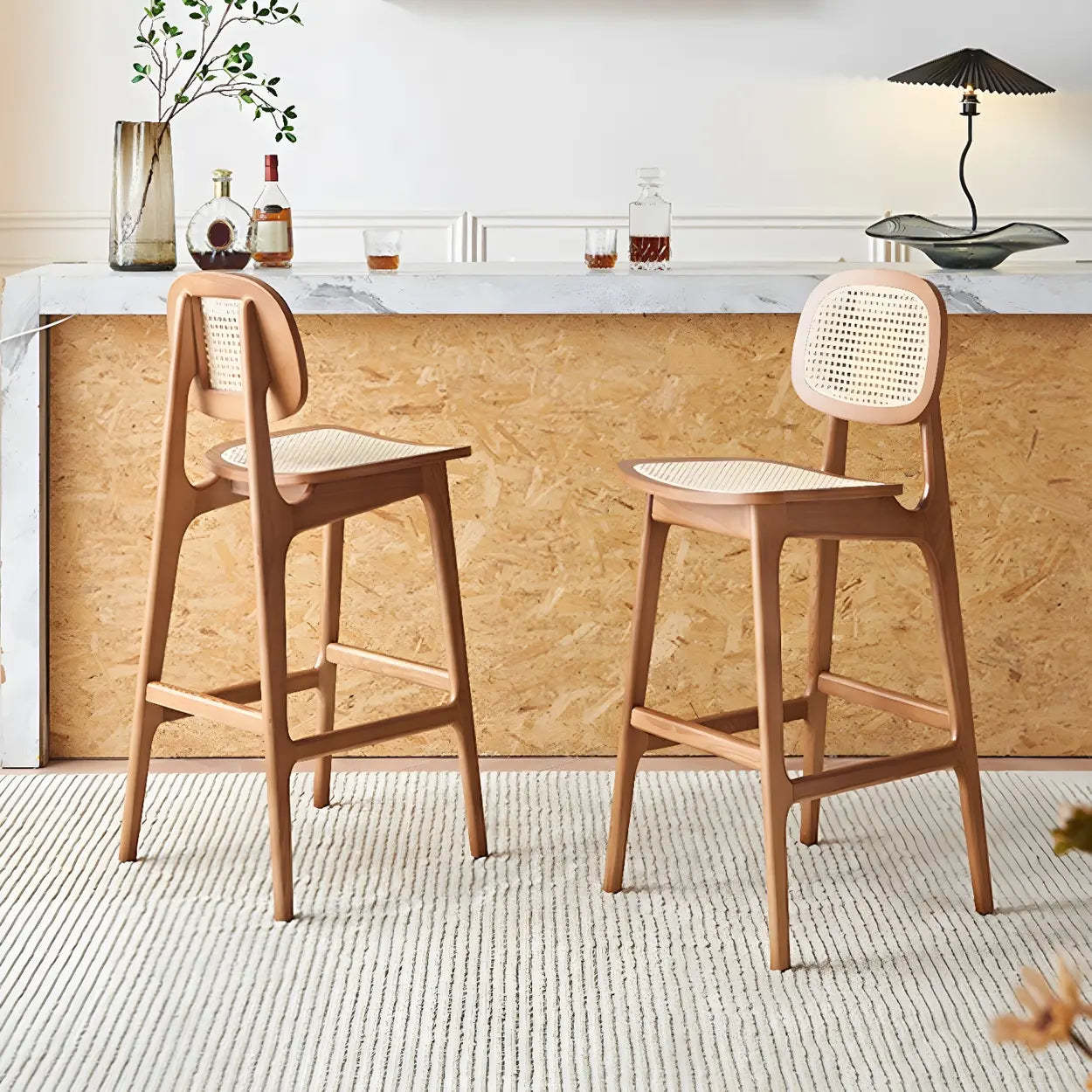 Scandinavian Ash Wood Low Back Bar Stool — 1 Piece
