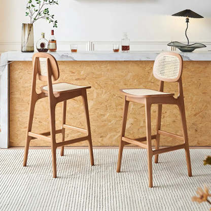 Scandinavian Ash Wood Low Back Bar Stool — 1 Piece