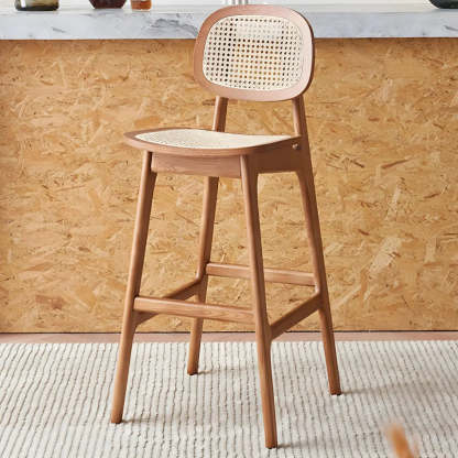 Scandinavian Ash Wood Low Back Bar Stool