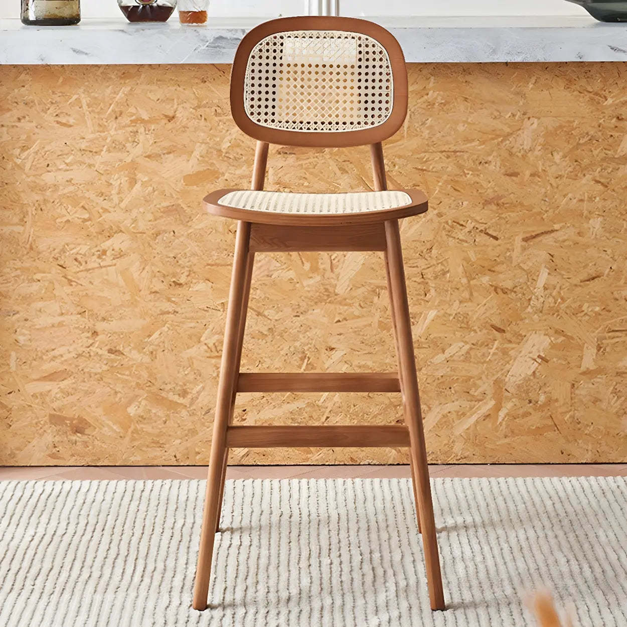 Scandinavian Ash Wood Low Back Bar Stool