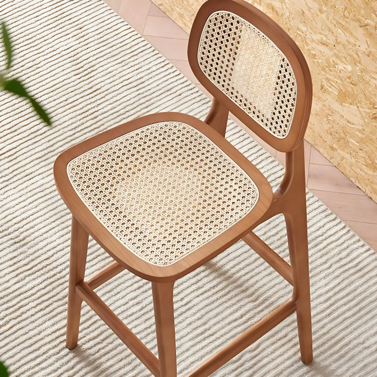 Scandinavian Ash Wood Low Back Bar Stool