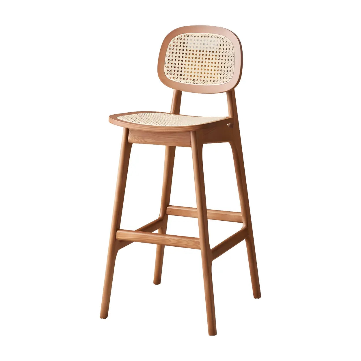 Scandinavian Ash Wood Low Back Bar Stool