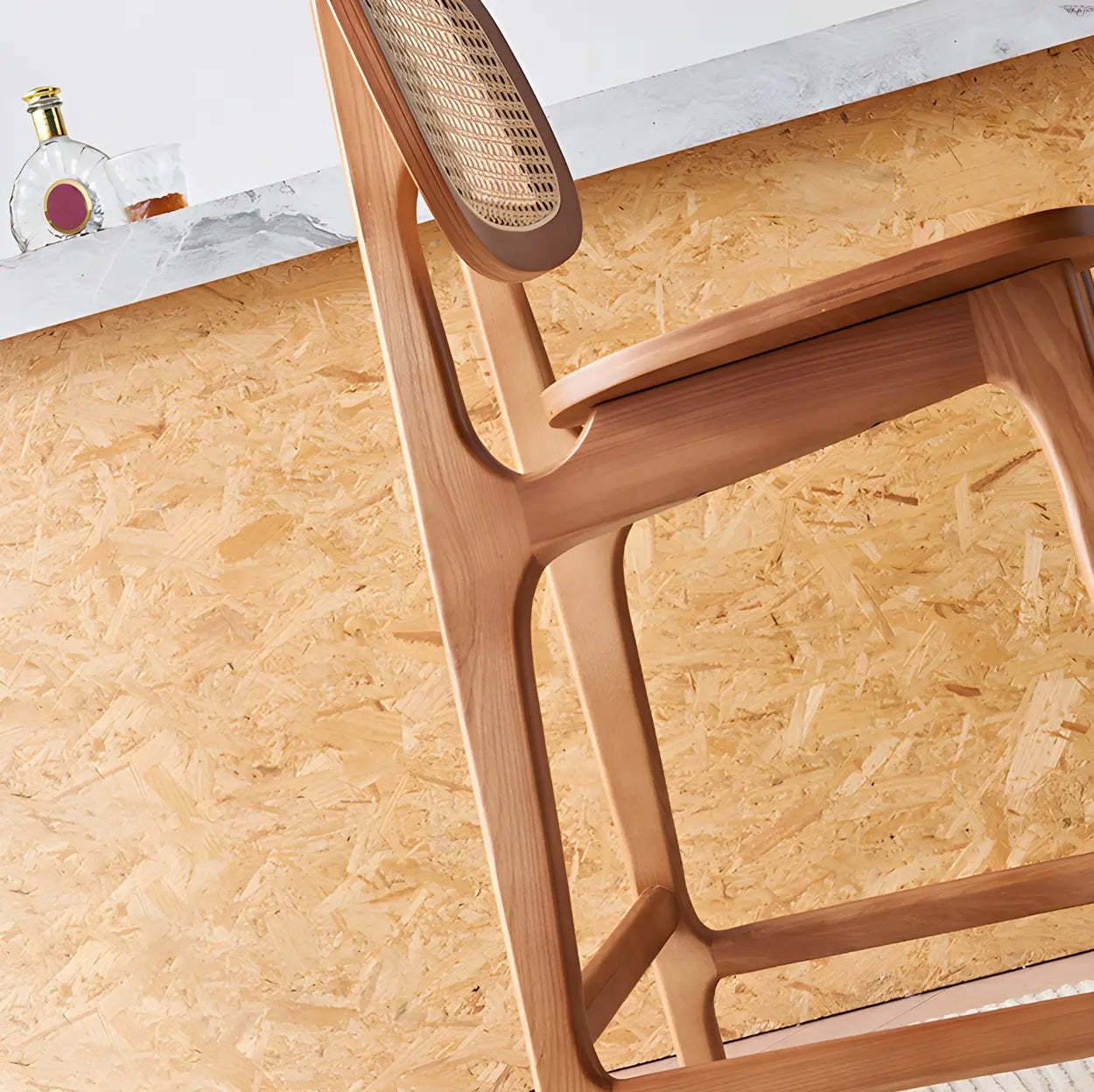 Scandinavian Ash Wood Low Back Bar Stool