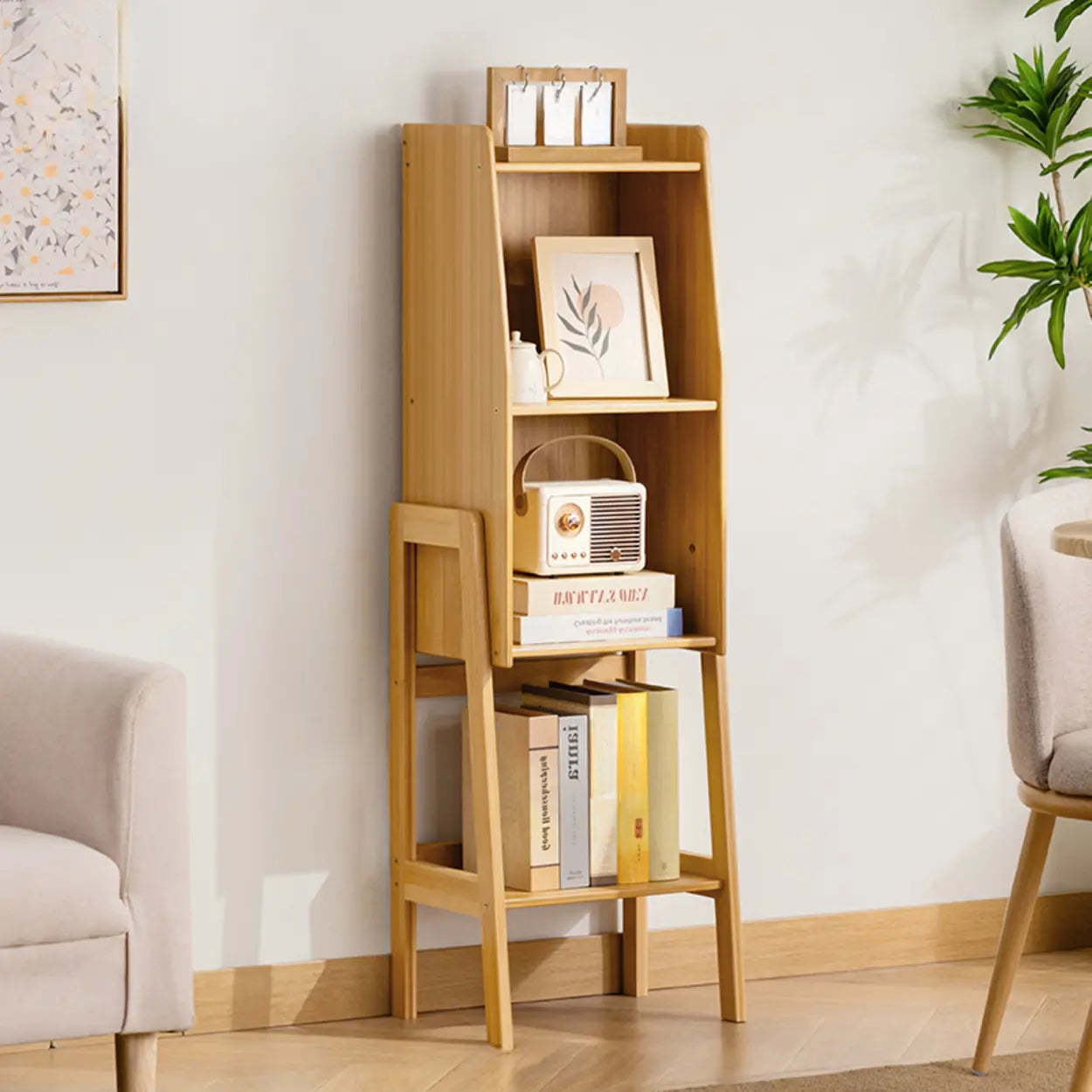 Natural modern bookshelf legs bookcases