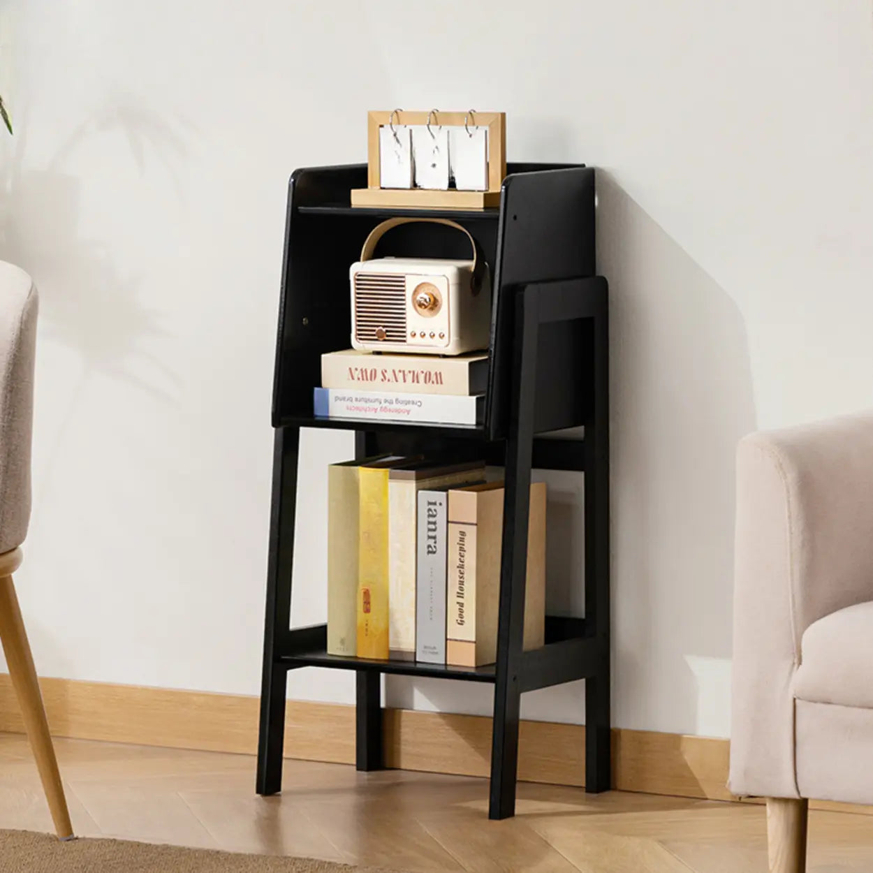Scandinavian Bamboo Bookshelf with High Legs