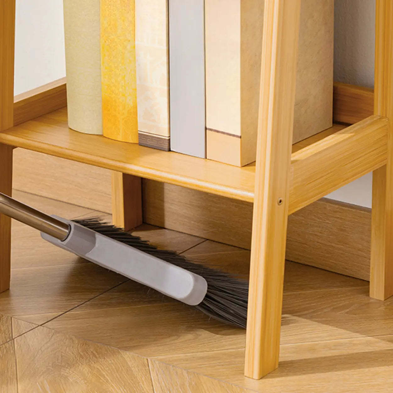 Scandinavian Bamboo Bookshelf with High Legs