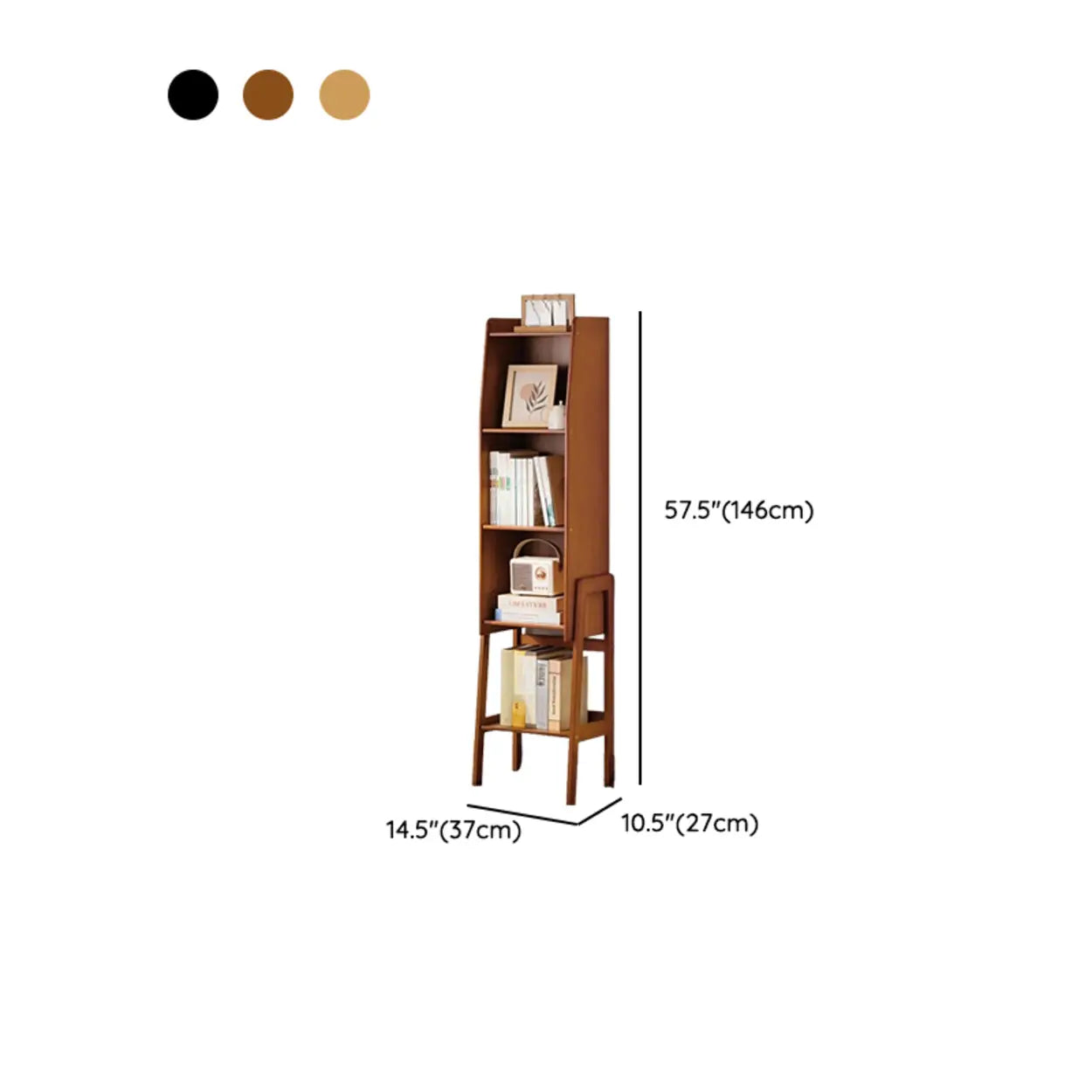 Scandinavian Bamboo Bookshelf with High Legs